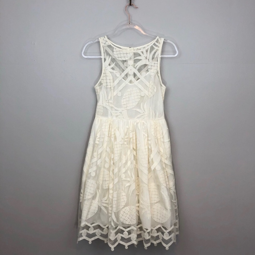 Anthropologie White Pineapple Lace Dress